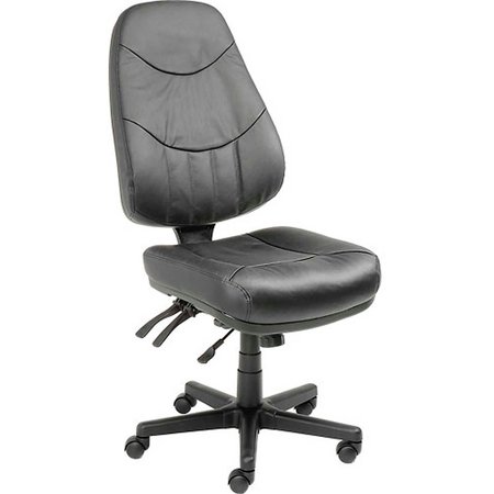 GLOBAL INDUSTRIAL 8 Way Adjustable Ergonomic Multifunction Chair, Leather, Black 506569